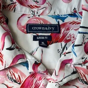 Crown & Ivy Fit Pink Flamingo Print Shirt
